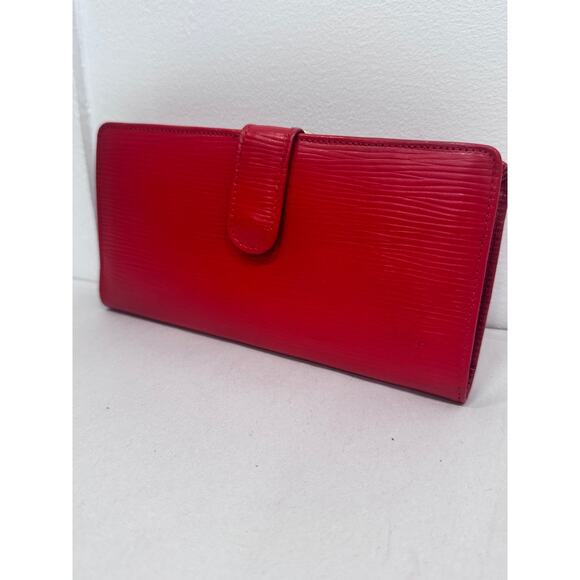Louis Vuitton Red Epi French Purse Kiss Lock RARE Long Wallet – With COA - Picture 8 of 11